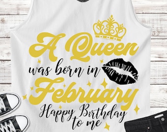 February Birthday Queen SVG: Crown & Lips Graphic (Digital Download)