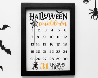 ハロウィンカウントダウンサイン SVG: ファームハウスカットファイル (デジタルダウンロード)