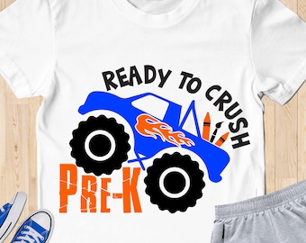 Camión monstruo preescolar listo para aplastar SVG - Archivos de corte para el regreso a clases (descarga digital)