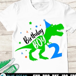 Dinosaurier Geburtstag SVG, Geburtstagskind SVG, zwei Rex SVG, T-Rex 2