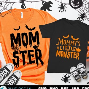 El pequeño monstruo de mamá y los archivos de corte de Momster, cita divertida de Halloween, SVG de Halloween, camisa de Halloween para niños
