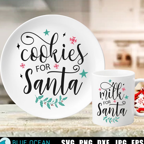 Cookies for Santa SVG, Milk for Santa SVG Milk & Cookies for Santa, Digital Cut Files