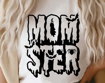 Momster Halloween SVG PNG: Rolig mamma-tröjadesign (digital nedladdning)