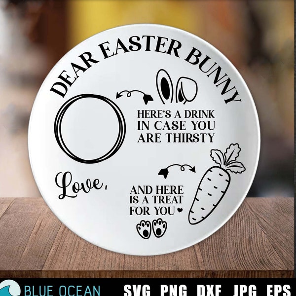 Easter Plate SVG, Dear easter bunny SVG, Easter Bunny plate SVG, Bunny carrots plate svg