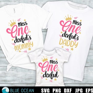 Miss onederful SVG, Miss onederful SVG, Family Bundle SVG, Miss One derful mamá, Miss One derful papá