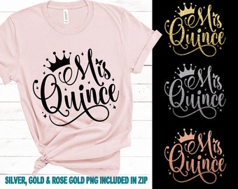 Archivos SVG de Mis Quince, cortes de camisa de Quinceañera (descarga digital)