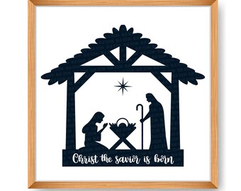 Christ the savior is born SVG, Nativity SVG, Nativity scene svg, Christmas SVG