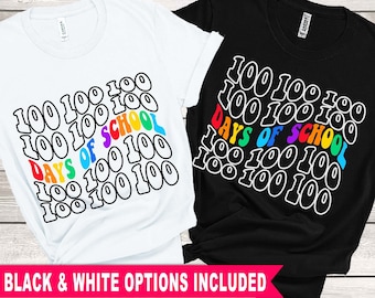 100 Tage Schule SVG, Groovy Lehrer-Shirt-Design (Digitaler Download)