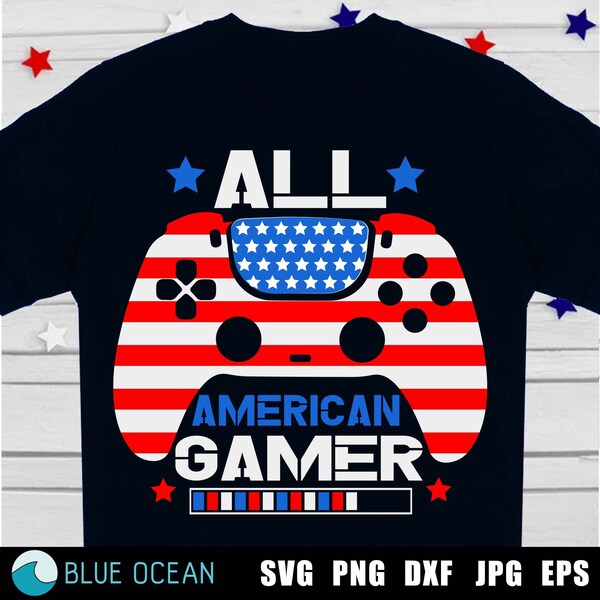 All american gamer SVG, 4th of july gamer SVG, 4th of july boy SVG 4th of july kids svg, video controller fourth of july