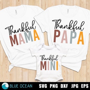 Mamma grata SVG, mini SVG grata, papà grato SVG, pacchetto famiglia grata SVG