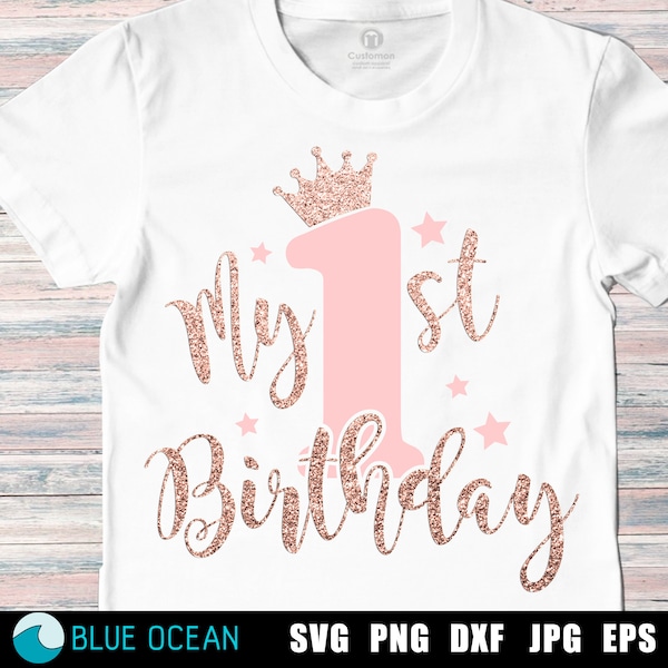 1st birthday SVG,  First birthday girl SVG, Cricut cut files