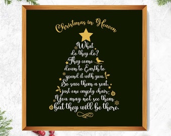 Christmas in heaven SVG, Memorial Christmas SVG, Christmas Decor SVG, Christmas in heaven poem sign