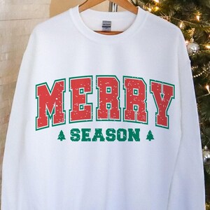 Merry Season Distressed Christmas SVG: Varsity Font (Digital Download)