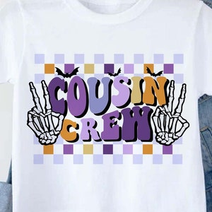 Cousin Crew SVG, Halloween Cousin Crew, Halloween PNG, Retro Halloween SVG, Camisa para niños de Halloween