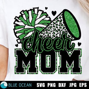 Green Cheer Mom SVG: Leopard Megaphone, Cheerleader Design (Digital Download)