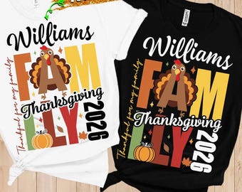 SVG e PNG para o Dia de Ação de Graças em Família 2026 - Camiseta personalizada para o Dia de Ação de Graças em família (PNG), SVG para a Equipe do Dia de Ação de Graças 2026