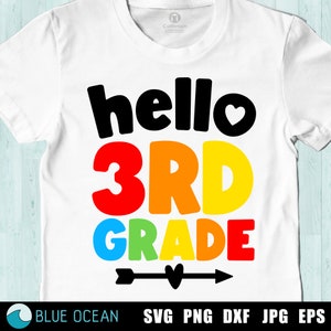 Hello 3rd grade SVG, Hello third grade SVG, Back to school SVG, First day of school svg,