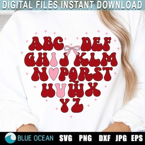 ABC I love you Svg, ABC Valentines heart Svg, Valentines Png, Retro Valentine&#39;s Day Svg, Teacher Valentines Svg, Teacher shirt, ABC heart