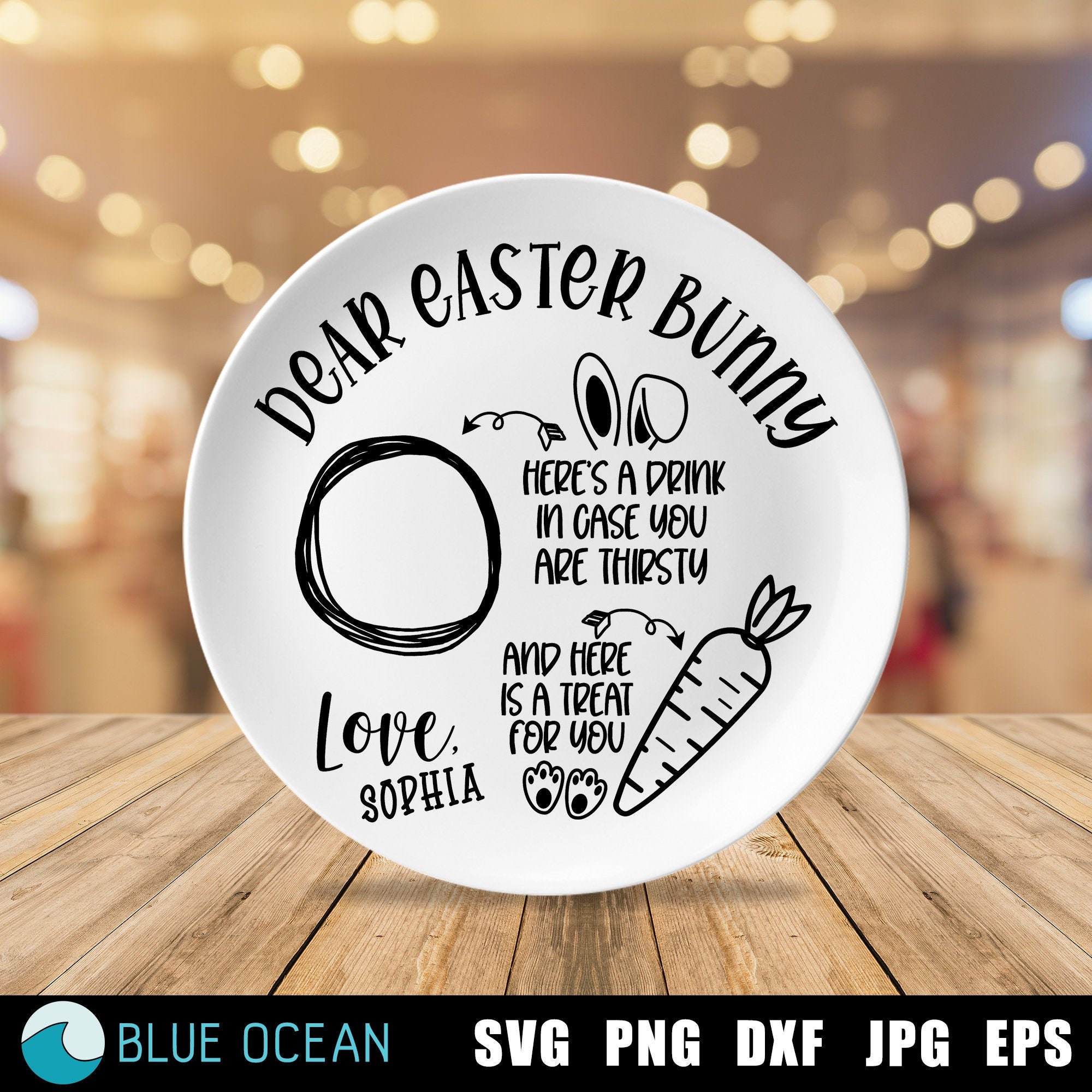 Dear Easter Bunny SVG, Easter Bunny Plate SVG, Bunny Carrots, Digital cut files