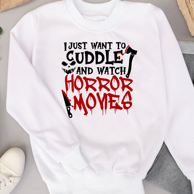 Cuddle and Watch Horror Movies SVG: Halloween Shirt Design (Digital Download) image 5