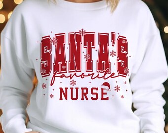 Santa's Favorite Nurse Christmas SVG PNG: Holiday Design (Digital Download)
