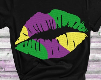 Mardi Gras Lips SVG: Girl Shirt Cut Files (Digital Download)
