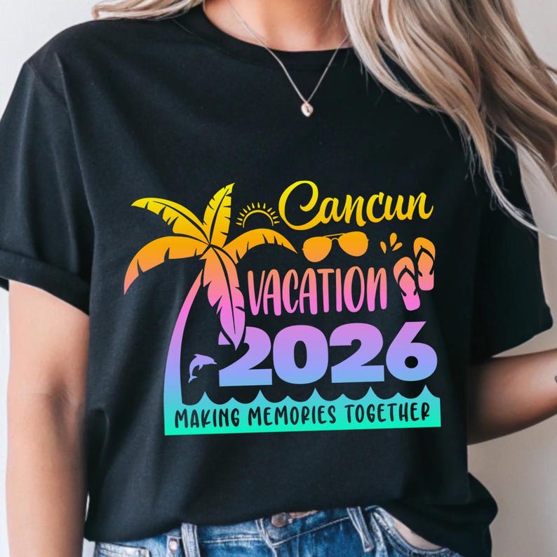 Cancun 2026 Svg, Familjesemester Cancun 2026 Svg (digitala filer Sublimering DTF Cricut) bild 16