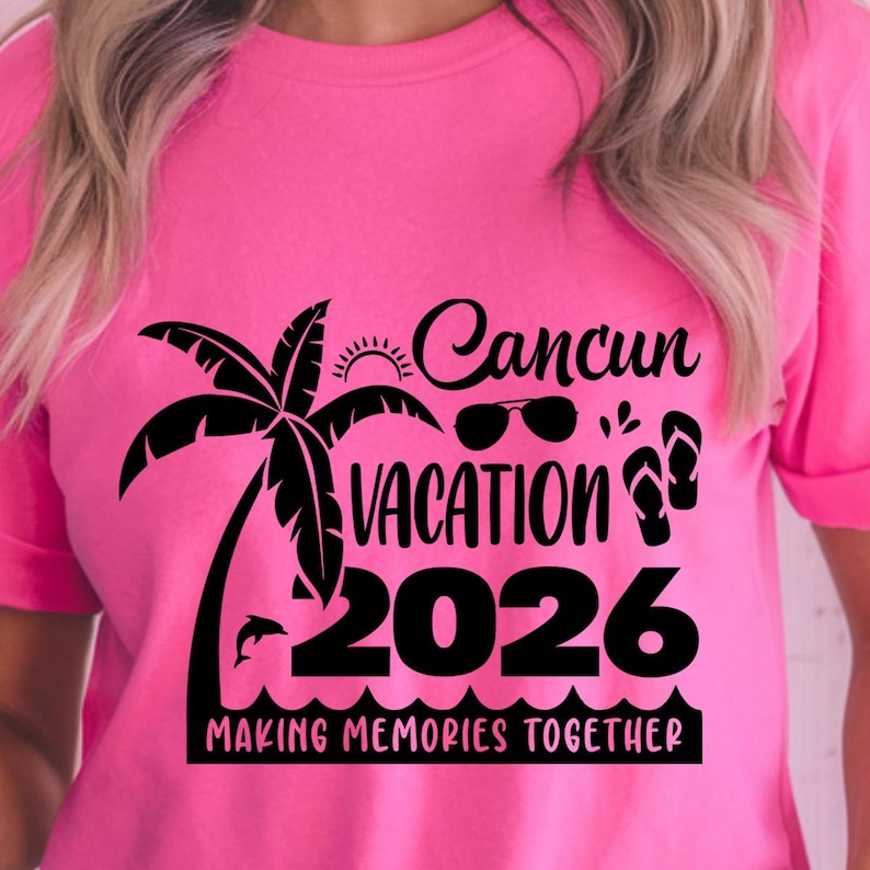 Cancun 2026 Svg, Familjesemester Cancun 2026 Svg (digitala filer Sublimering DTF Cricut) bild 3