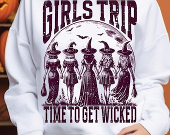 Girls Trip Witch Halloween PNG SVG: Retro Design (Digital Download)