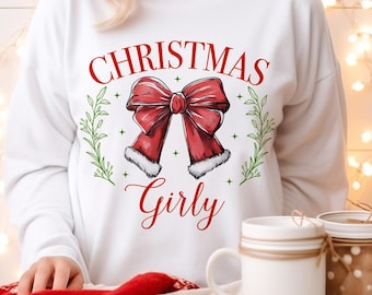 Christmas Coquette Bow PNG: Girly Retro Design (Digital Download)