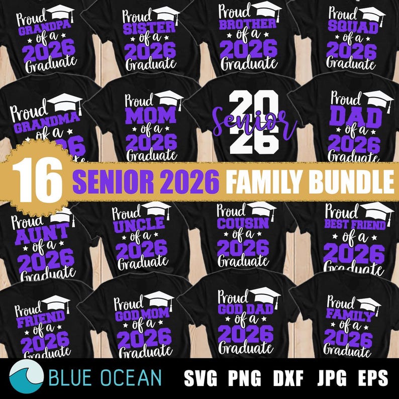 Proud Senior 2026 Family SVG PNG Purple Bundle (digital Download) - Etsy