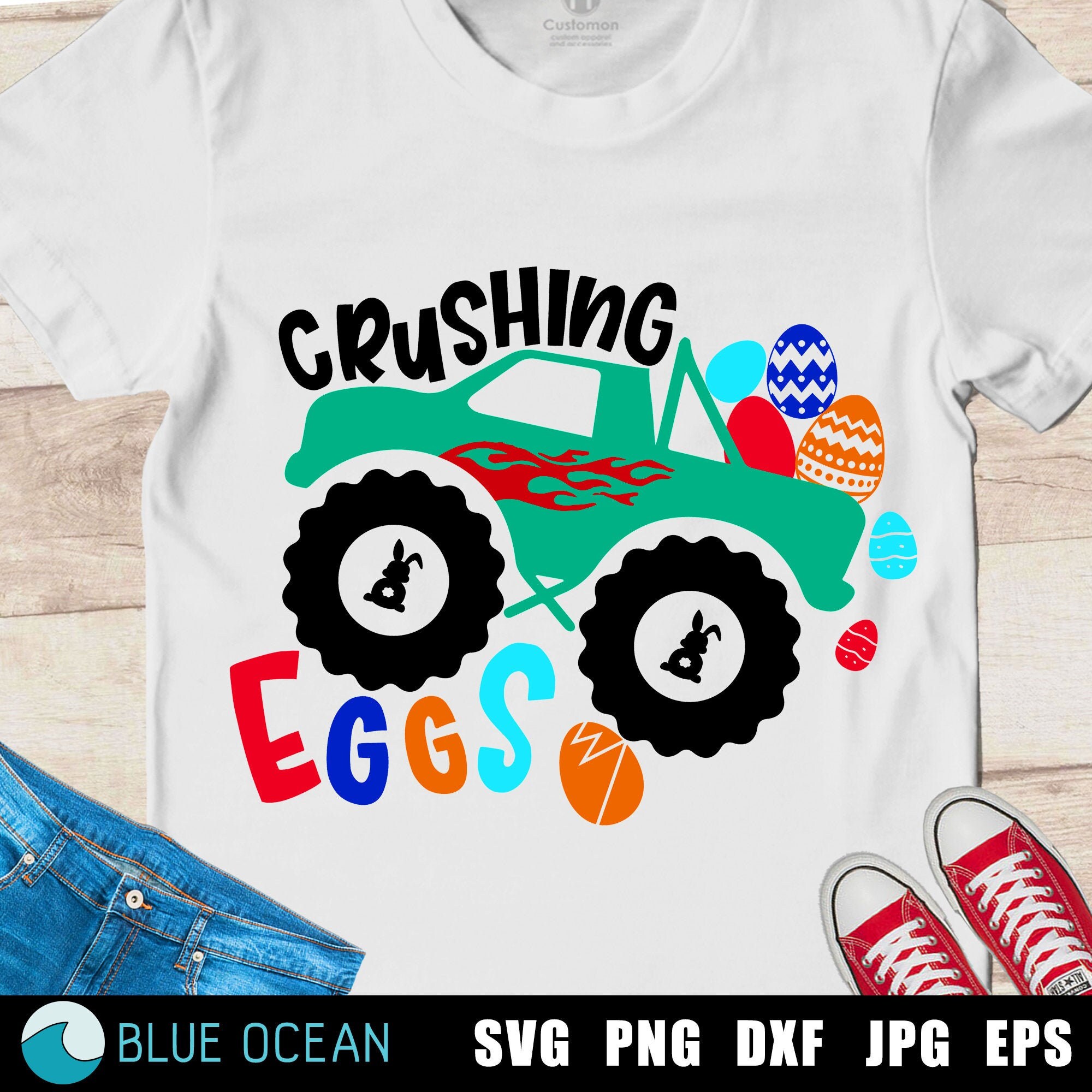 Crushing Eggs SVG Boy Easter SVG Easter Monster Truck Etsy