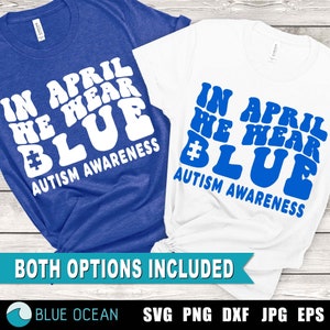 Em abril, usamos SVG azul, SVG de conscientização sobre autismo, Svg de autismo, camiseta de autismo