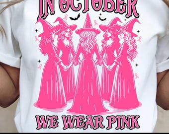 Pink Halloween Witch SVG PNG: Breast Cancer Awareness (Digital Download)