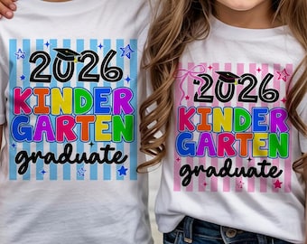 Kindergarten Graduate 2026 PNG, Kinder Grad Kids PNG, Funny Last Day Of School, Striped Graduation