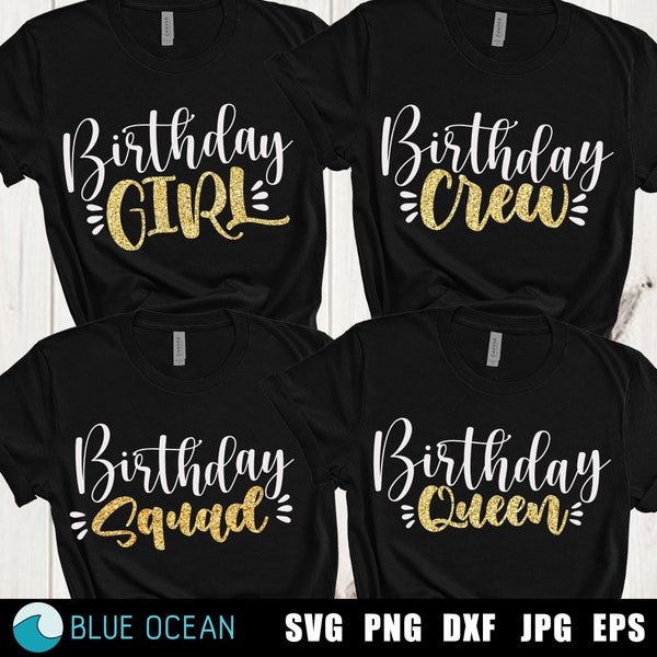 Birthday Bundle SVG, Birthday Girl SVG, Birthday Crew SVG, Birthday Squad svg