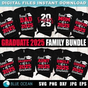 Paquete SVG de familia orgullosa de graduado 2025, SVG de familia senior, paquete SVG de graduación, SVG orgulloso de senior, Clase de 2025 Png