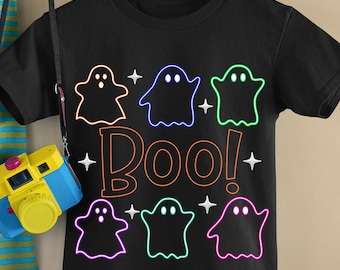 Neon Halloween Ghost PNG: Kids Boo Design (Digital Download)