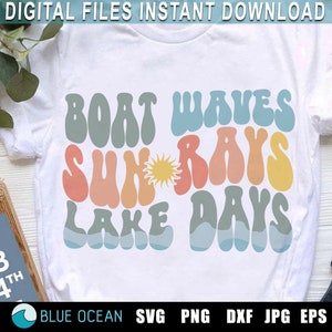 Boat Waves Sun Rays Lake Days SVG: Summer Vacation (Digital Download)