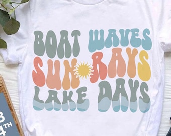 Boat Waves Sun Rays Lake Days SVG: Summer Vacation (Digital Download)