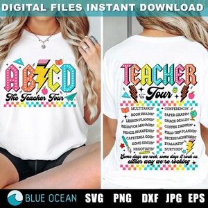 ABCD Teacher Tour Png, Camisa Do Professor Png, De Volta às Aulas Svg, Fim De Ano Svg, Retro Professor Png, Camisa Do Professor Do Jardim De Infância