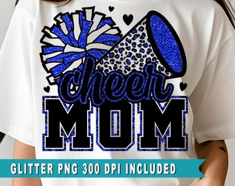 Cheer Mom Svg, Leopard Megaphone Svg, Glitter Blue Cheerleader Svg, Cheerleader Shirts Svg