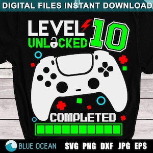 Level 10 Unlocked Birthday svg, 10.Geburtstag junge Gamer svg, Gamer Geburtstag svg, Geburtstags-Gamer-Shirt svg