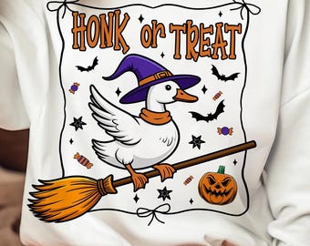 Honk or Treat Goose PNG: Witchy Halloween Digital Download