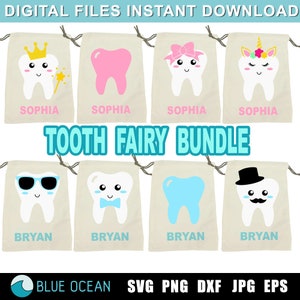 Bundle de sac fée des dents SVG, SVG de fée des dents, conception de pochette de dent, fée des dents couper fichier, SVG de dent, sac de fée des dents Png, sublimation png