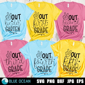 Peace Out SVG, último día de clases 2025 SVG, camiseta del último día de clases primarias, archivos de corte de nivel de grado Peace Out