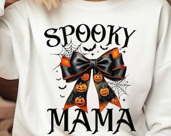Spooky Mama Kürbis Schleife: Retro Halloween Design (Digitaler Download)