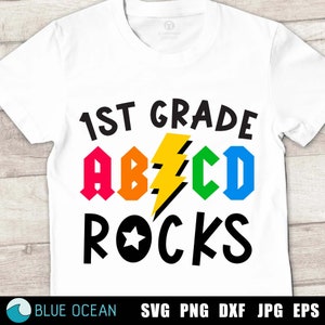 Erstklässler Rocks SVG, 1st Grade Rocks SVG, Erstklässler Shirt, Zurück zur Schule SVG, Erster Schultag svg