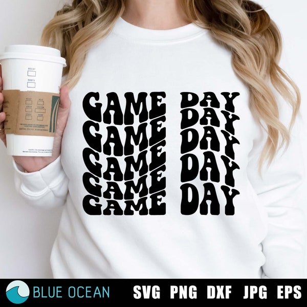 Game Day SVG, Game day football, Game day vibes SVG, Football shirt, wavy text