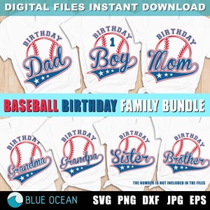 Baseball Geburtstag Familie Bundle svg, Baseball Geburtstagsparty svg, Baseball Familienbündel svg, Baseball Geburtstag svg, Geburtstagskind